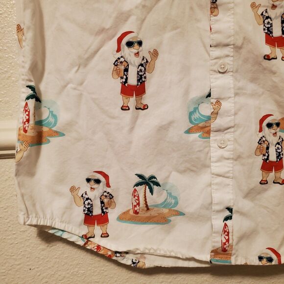 Denim & Flower Brand Santa Claus Surf Hawaiian Style Shirt Men's Size Small - Picture 7 of 16